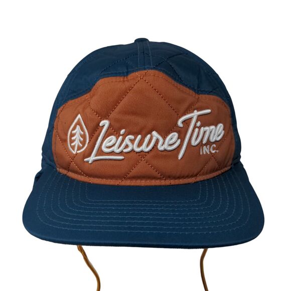 Leisure Time Slideback Hat Blue One Size Chin Strap Ear Flap Quilted - Picture 1 of 9